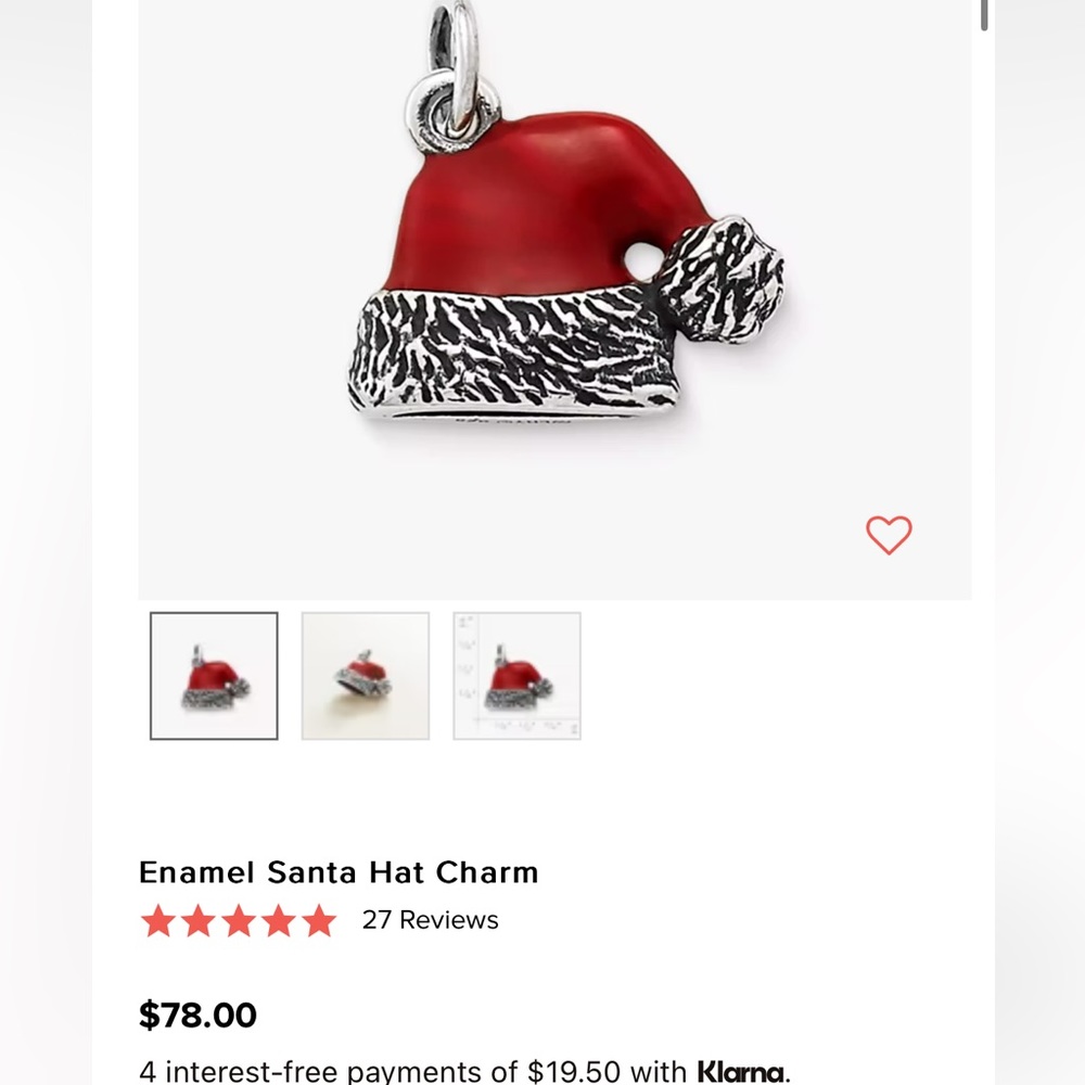 James Avery “enamel Santa hat” charm